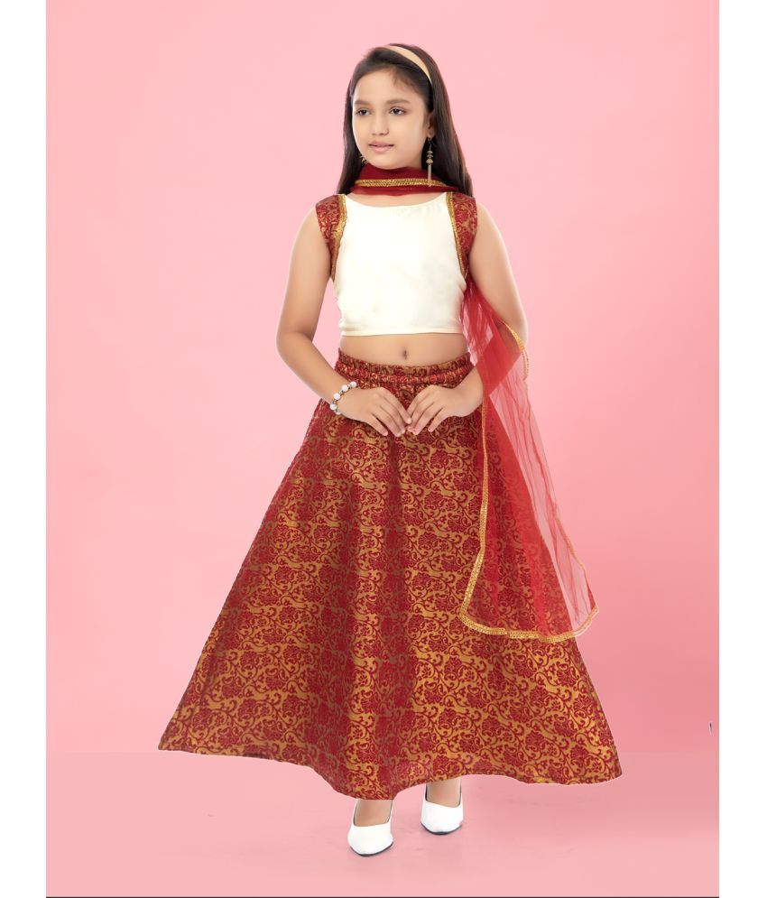     			Aarika Off White Silk Girls Lehenga Choli Set ( Pack of 1 )