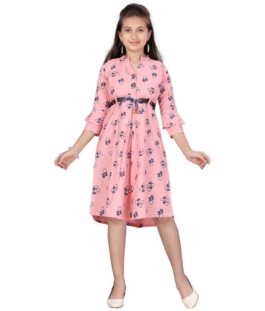     			Aarika Pink Cotton Girls A-line Dress ( Pack of 1 )