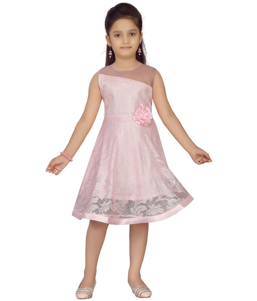     			Aarika Pink Net Girls Fit And Flare Dress ( Pack of 1 )