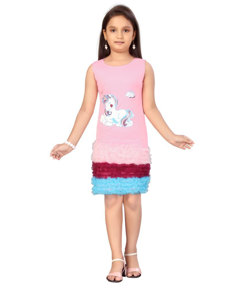     			Aarika Pink Nylon Girls Fit And Flare Dress ( Pack of 1 )