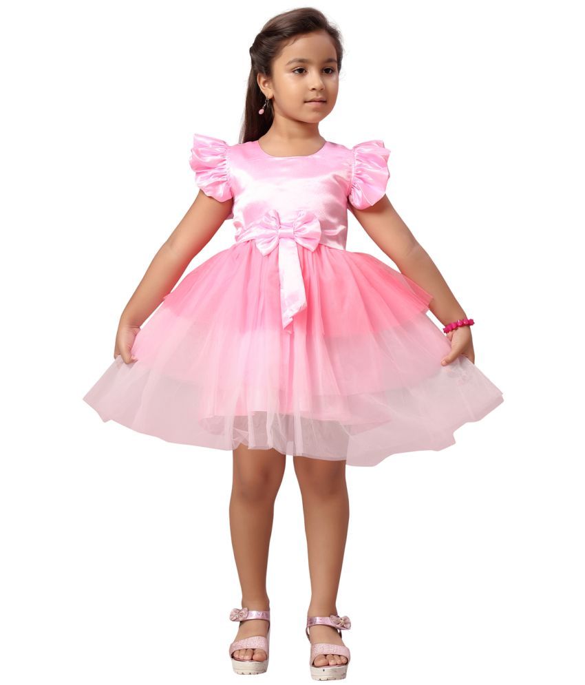     			Aarika Pink Nylon Girls Fit And Flare Dress ( Pack of 1 )