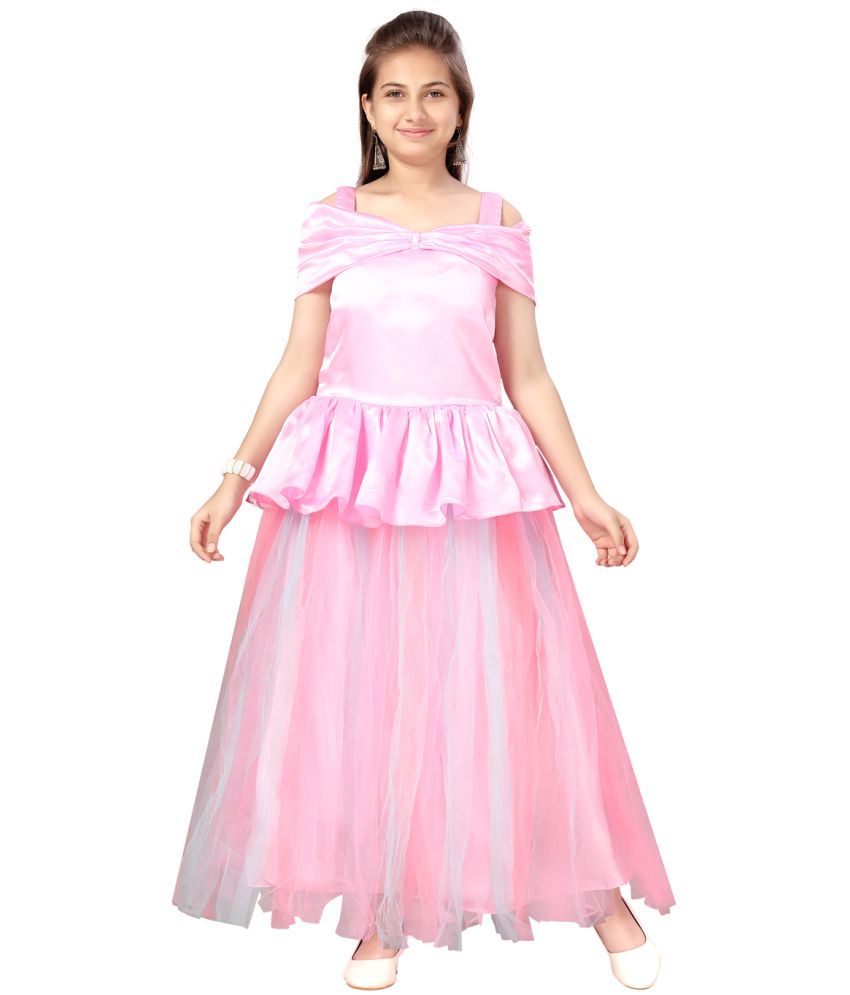     			Aarika Pink Silk Girls Fit And Flare Dress ( Pack of 1 )