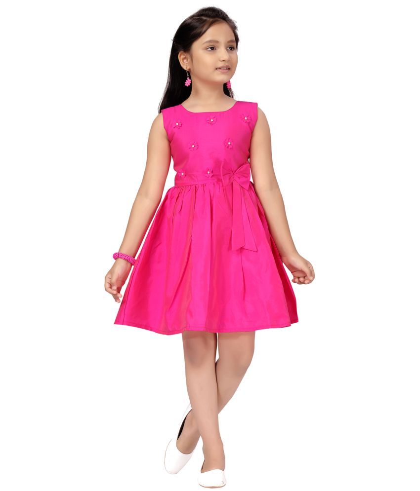     			Aarika Pink Silk Girls Fit And Flare Dress ( Pack of 1 )