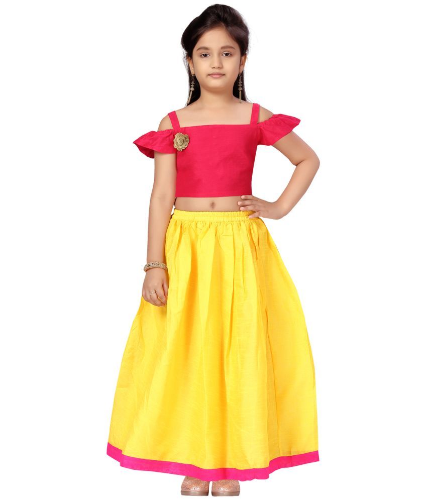     			Aarika Pink Silk Girls Lehenga Choli Set ( Pack of 1 )