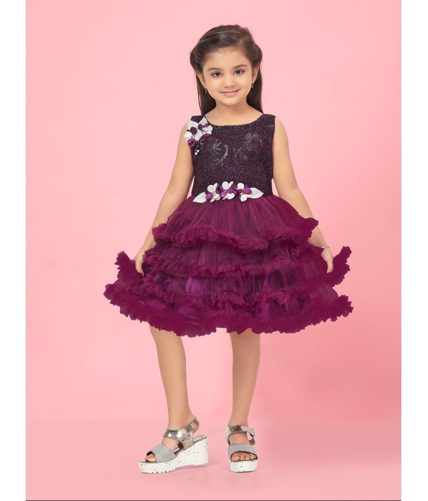     			Aarika Purple Net Girls Fit And Flare Dress ( Pack of 1 )