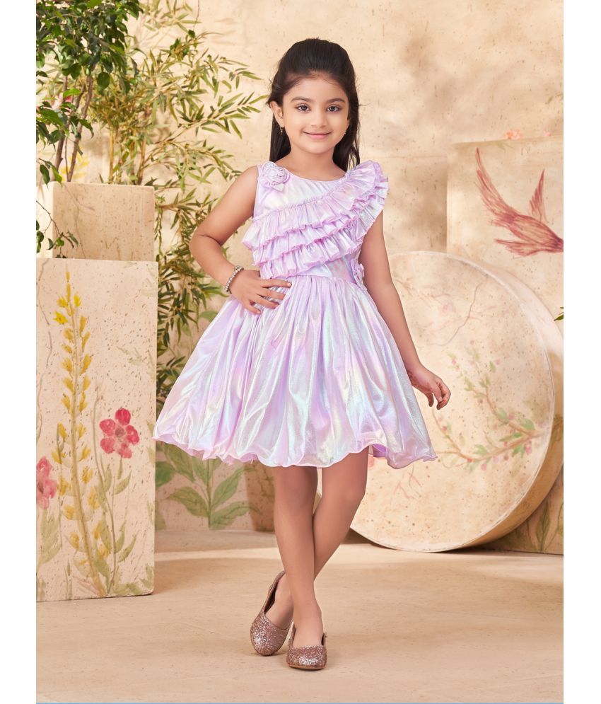     			Aarika Purple Silk Girls Fit And Flare Dress ( Pack of 1 )