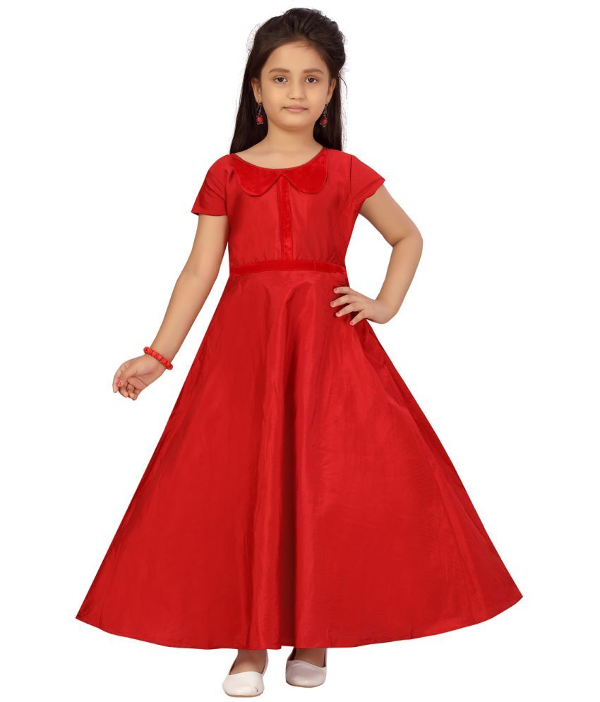     			Aarika Cotton Blend A-line Dress For Girls ( Pack of 1 , Red )