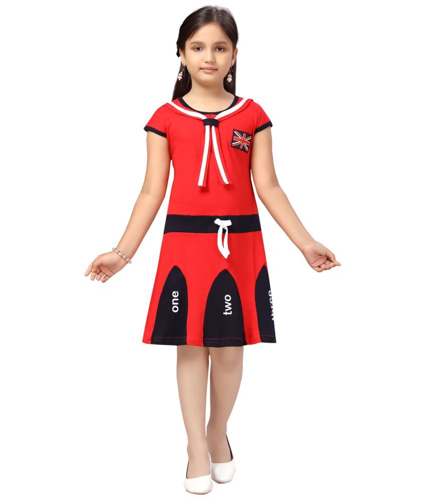     			Aarika Red Cotton Girls A-line Dress ( Pack of 1 )