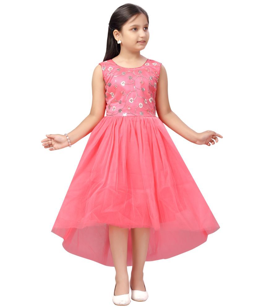     			Aarika Red Net Girls Fit And Flare Dress ( Pack of 1 )