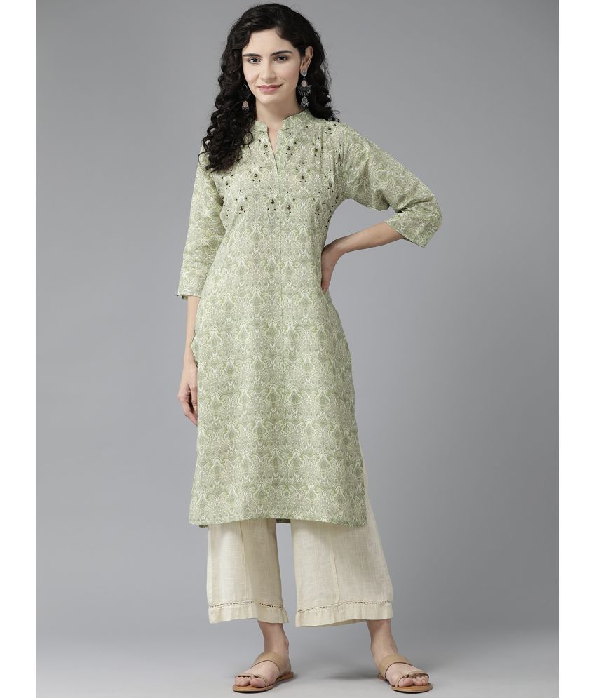     			Aarika Silk Printed Straight Women's Kurti - Green ( Pack of 1 )