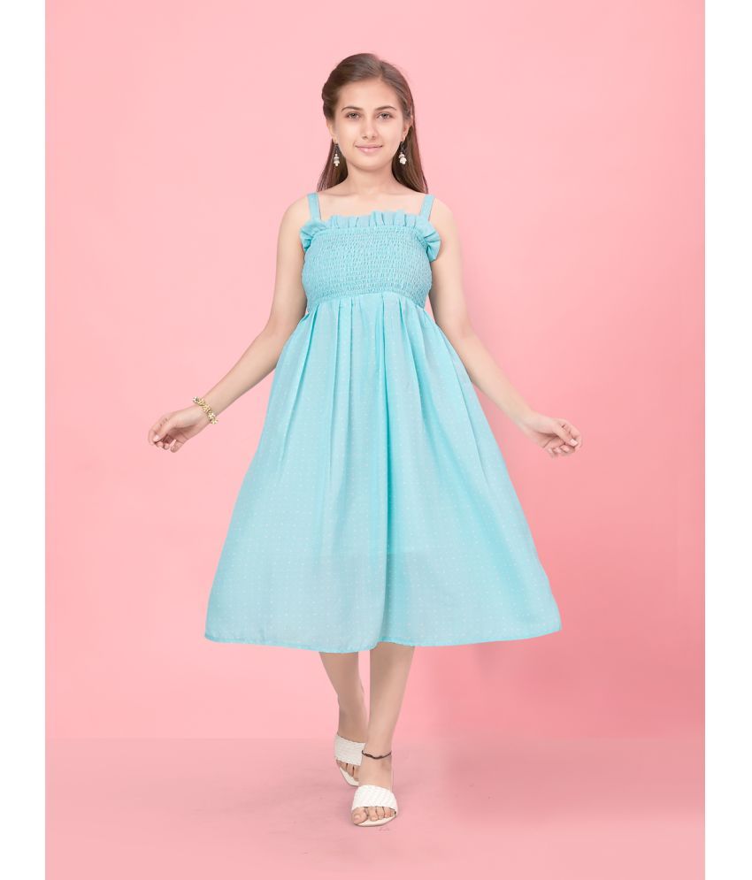     			Aarika Turquoise Cotton Girls A-line Dress ( Pack of 1 )