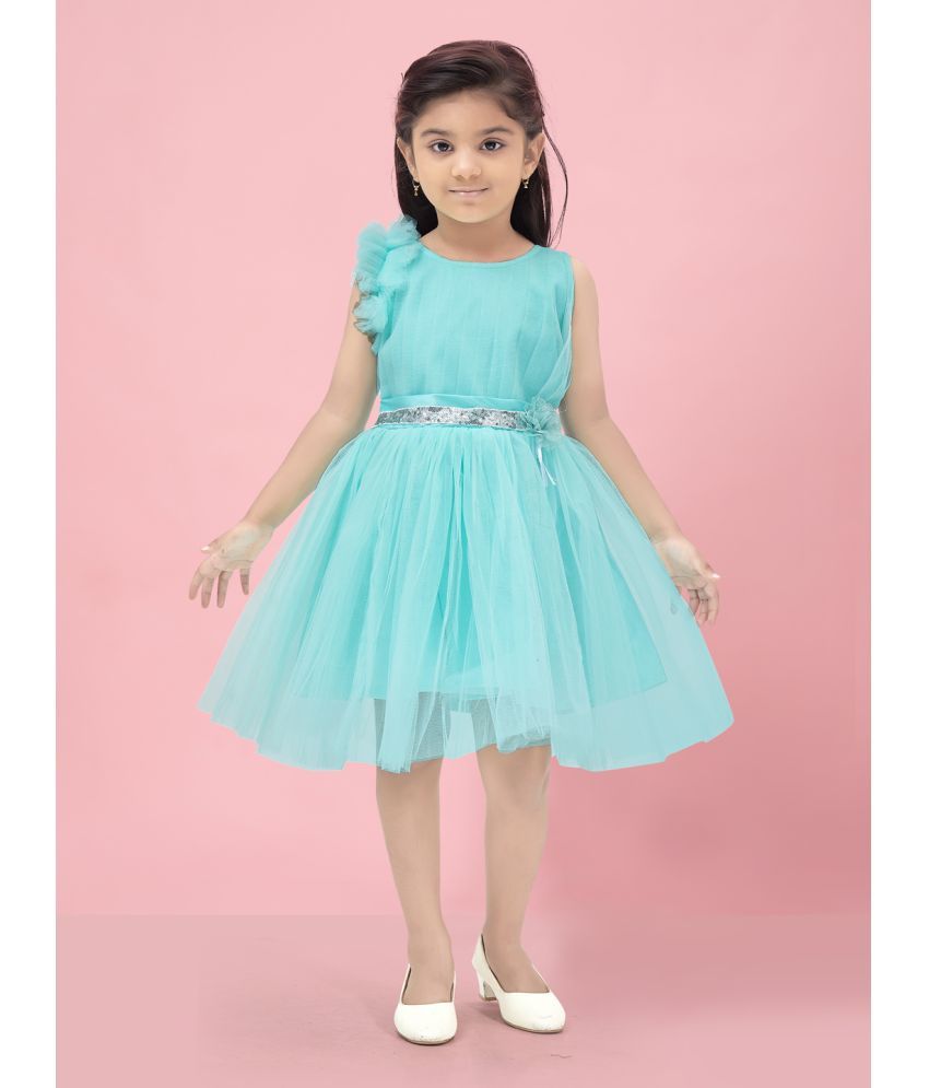     			Aarika Turquoise Georgette Girls Fit And Flare Dress ( Pack of 1 )