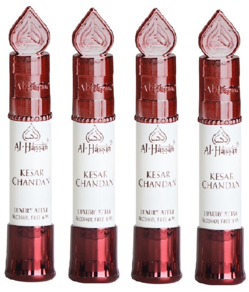     			Al - Hassan Kesar Chandan Attar For Men & Women - Pack of 4 (6ml Each) Alcohol Free Attar