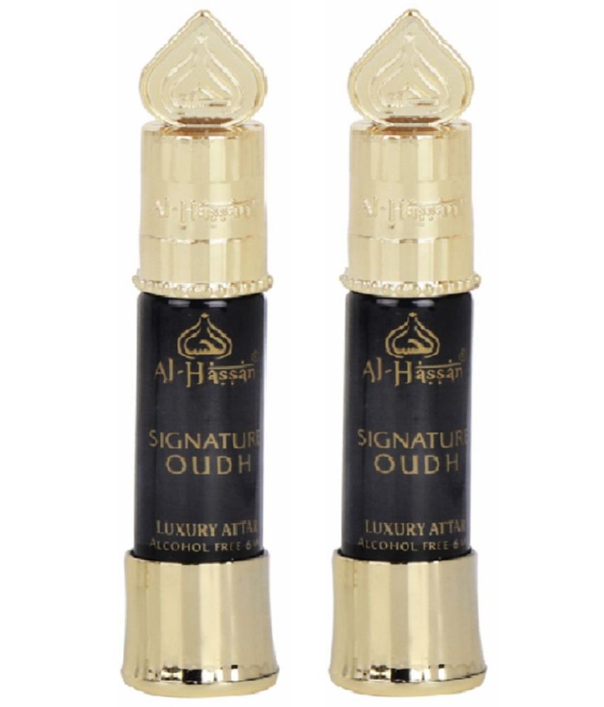     			Al - Hassan Signature Oudh Attar For Men & Women - Pack of 2 (6ml Each) Alcohol Free Attar