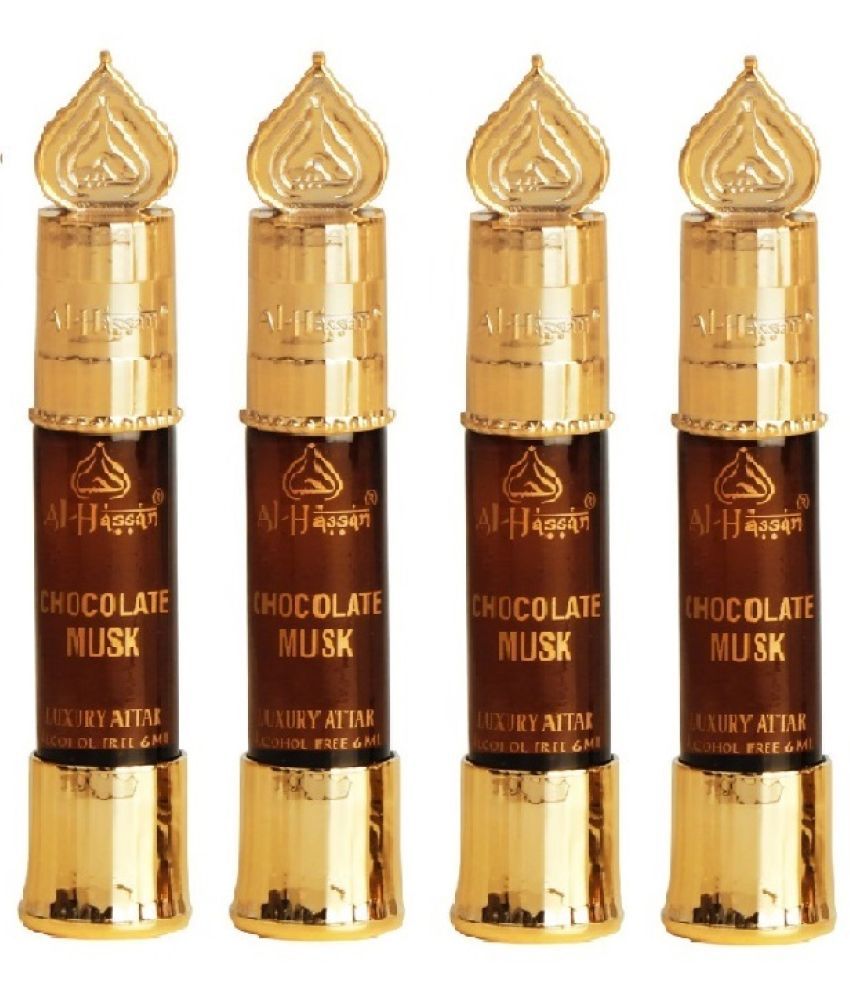     			Al - Hassan Chocolate Musk Attar For Men & Women Alcohol-free ittar Roll on 6 ml (Pack of 4)