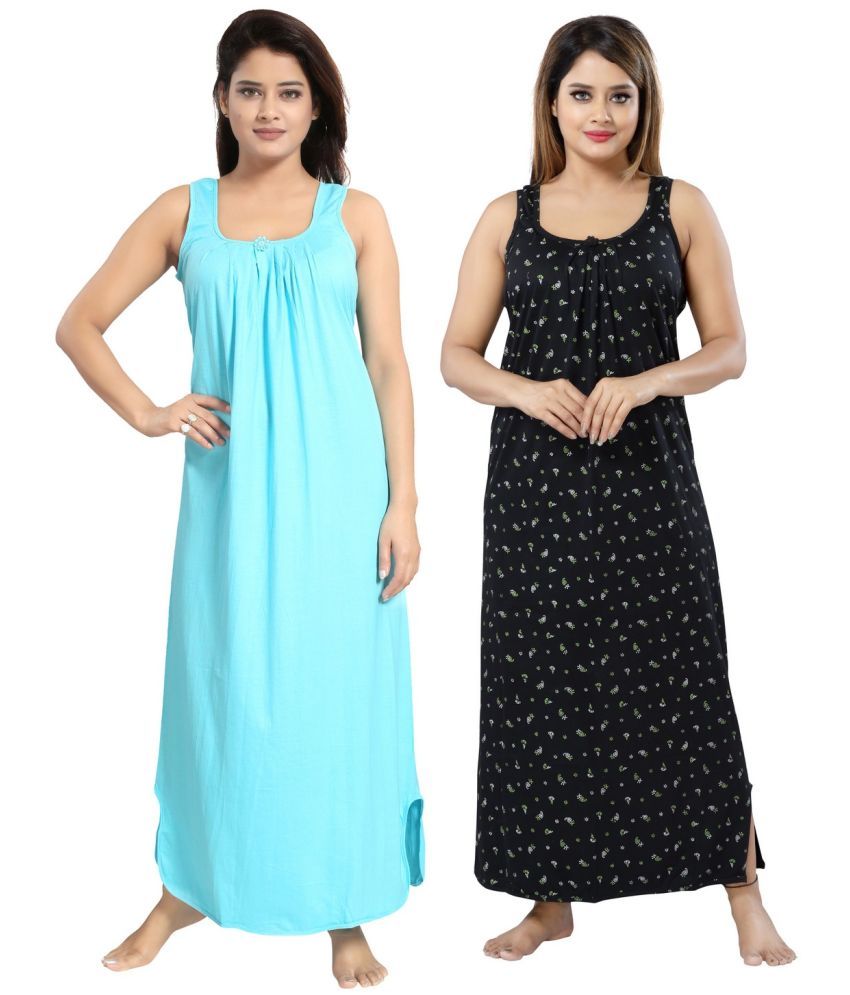     			Cinco Multicolor Cotton Blend Women's Nightwear Nighty & Night Gowns ( Pack of 2 )