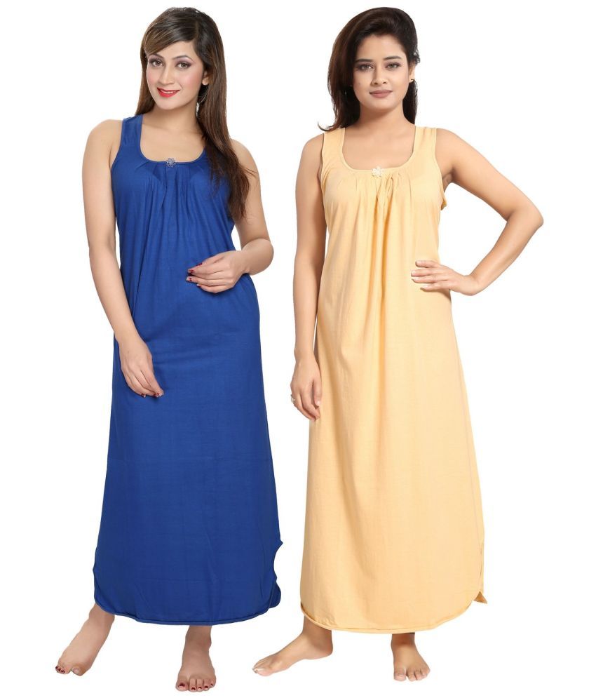     			Cinco Multicolor Cotton Blend Women's Nightwear Nighty & Night Gowns ( Pack of 2 )