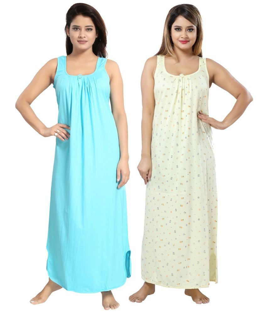     			Cinco Multicolor Cotton Blend Women's Nightwear Nighty & Night Gowns ( Pack of 2 )