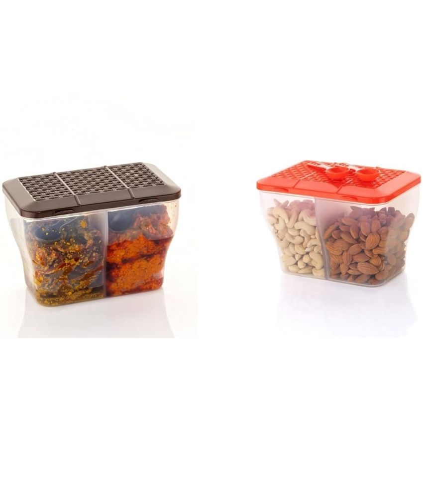     			Dark Sun Kitchenware Dal/Masala/Vegetable Plastic Multicolor Pickle Container ( Set of 2 )