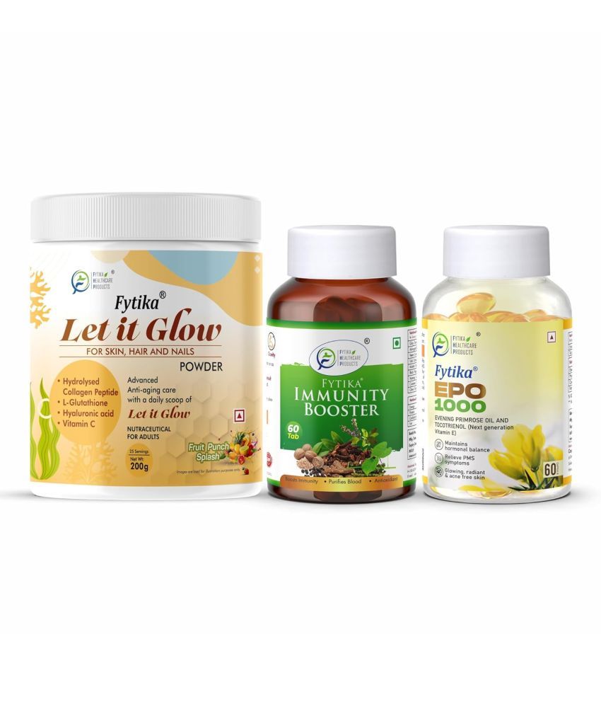     			Fytika Let it Glow Fruit Punch, Collagen Powder-200G + Fytika Immunity Booster (Immune system support)-60 Tabs + Fytika EPO 1000 Evening Primrose Oil-60 Softgel