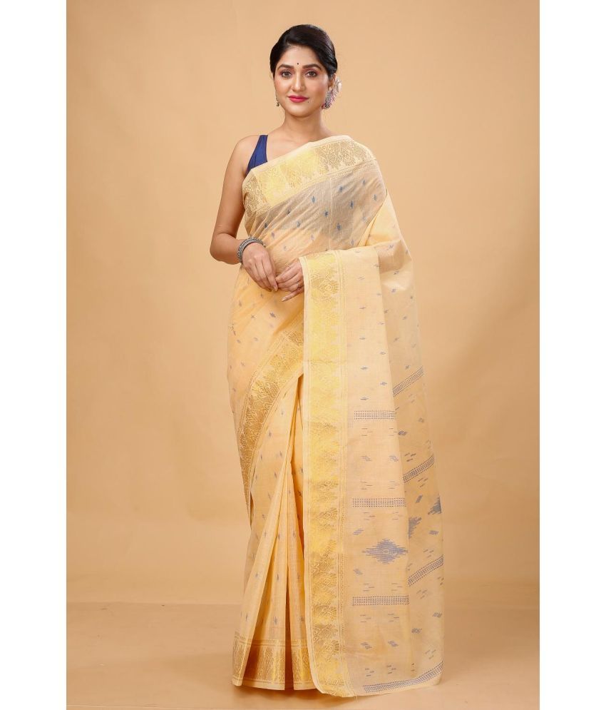     			Happy Creation Cotton Printed Saree Without Blouse Piece - Beige ( Pack of 1 )