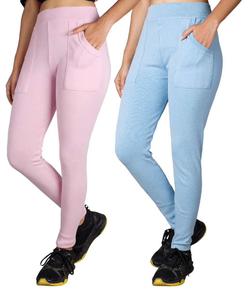     			KARARO JEGGINGS - Cotton Blend Skinny Fit Pink Women's Jeggings ( Pack of 2 )