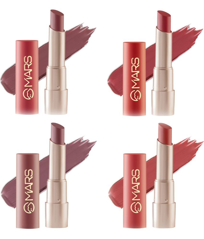     			MARS Creamy Matte Lipstick Set of 4 Long-lasting High Pigmentation Shade(01+02+03+04)