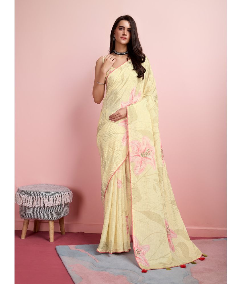     			Rekha Maniyar Silk Blend Embellished Saree With Blouse Piece - Yellow ( Pack of 1 )