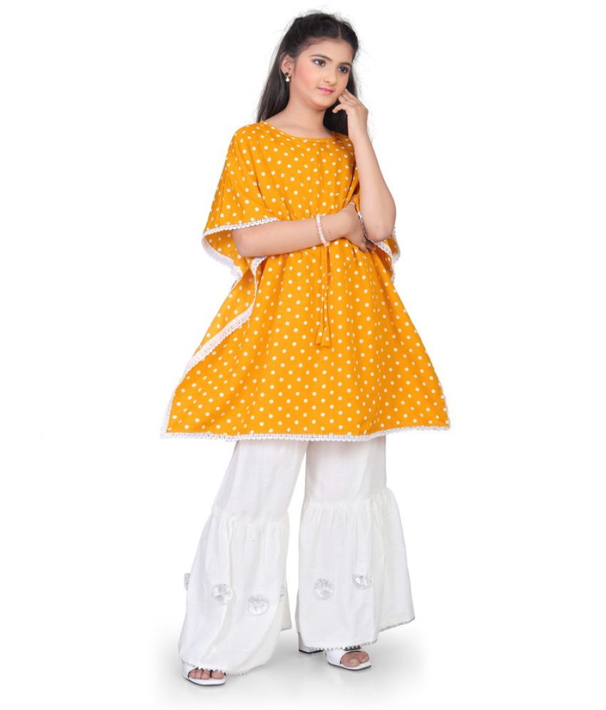     			SELVIFAB Girls Crepe Kurta and Sharara Set ( Pack of 1 , Yellow )