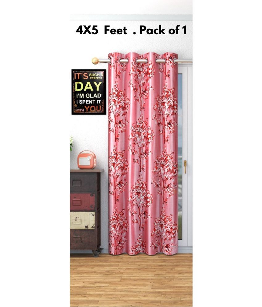     			SWIZIER Floral Printed Room Darkening Eyelet Curtain 5 ft ( Pack of 1 ) - Maroon