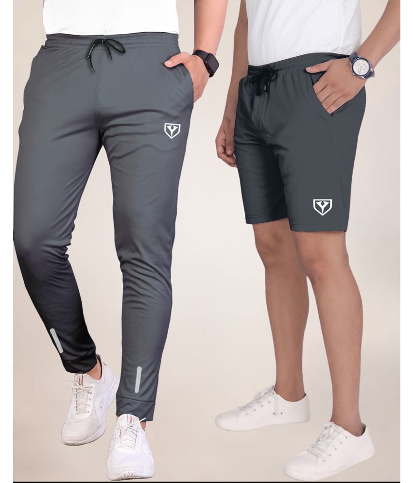     			Septem Dark Grey Polyester Men's Shorts ( Pack of 2 )