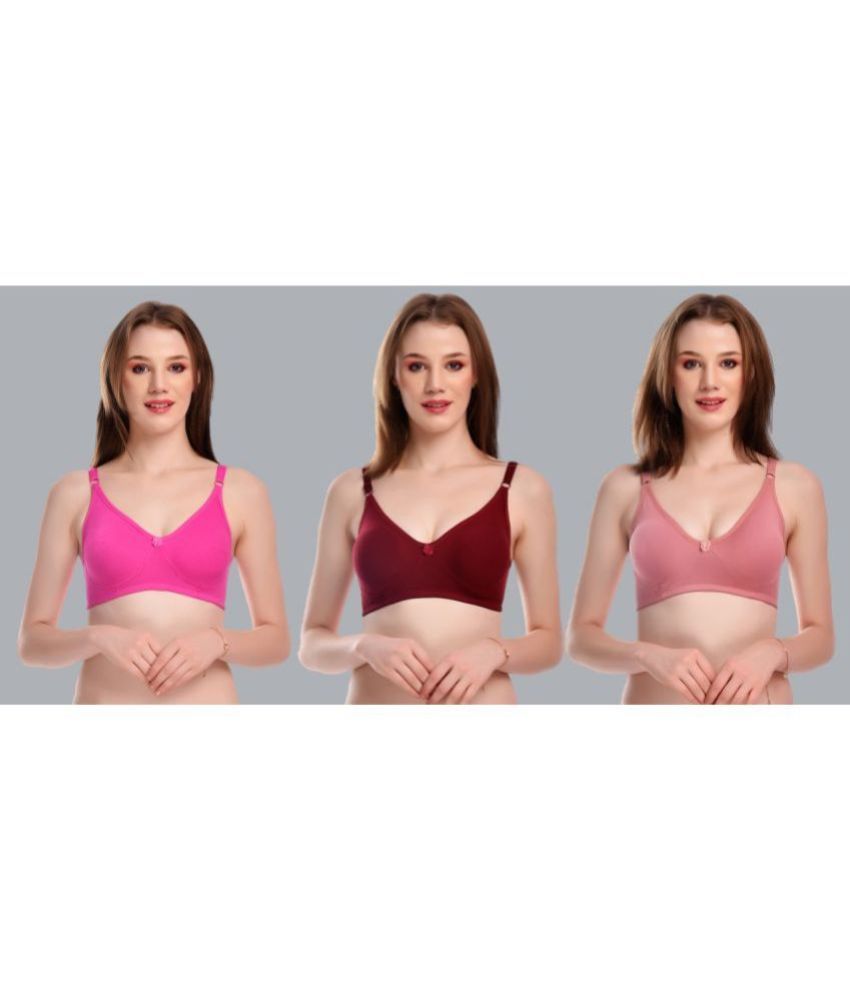     			Viral Girl Pack of 3 Cotton Non Padded Women's Everyday Bra ( Maroon ) SD-CANNY-SET1