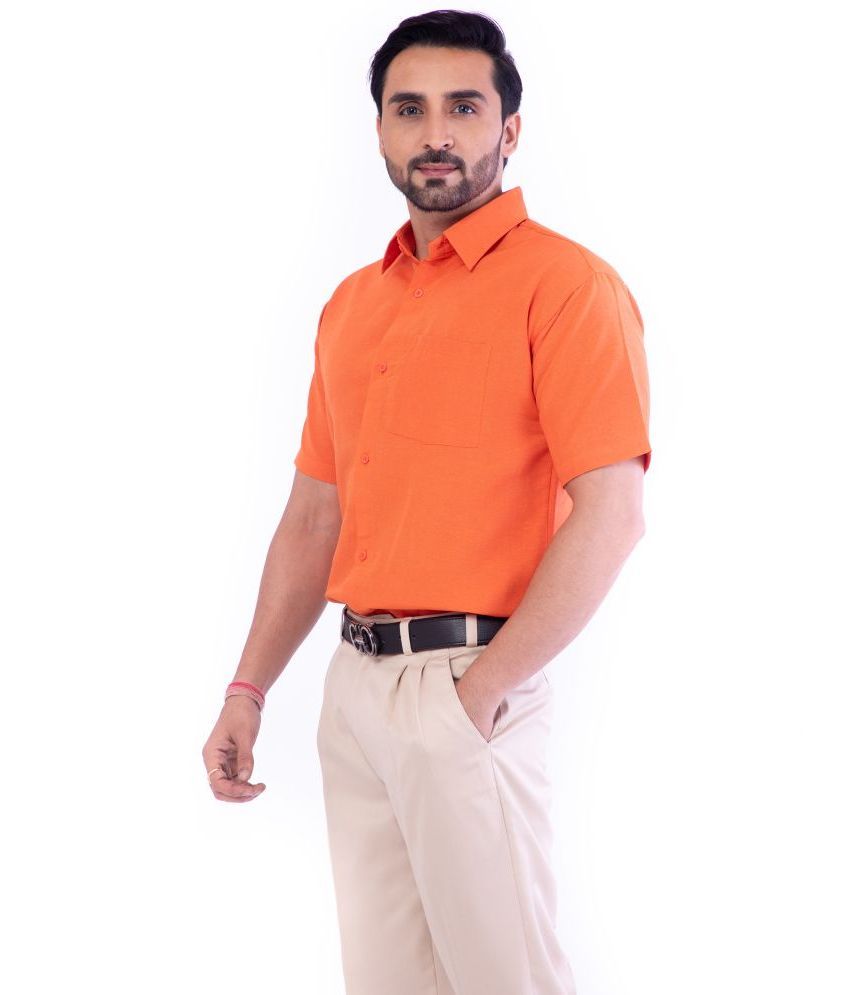     			DESHBANDHU DBK Cotton Regular Fit Half Sleeves Men's Formal Shirt - Orange ( Pack of 1 )