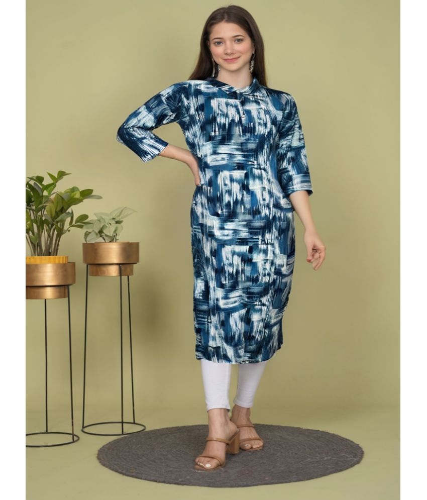     			Estela Cotton Printed Straight Women's Kurti - Blue ( Pack of 1 )