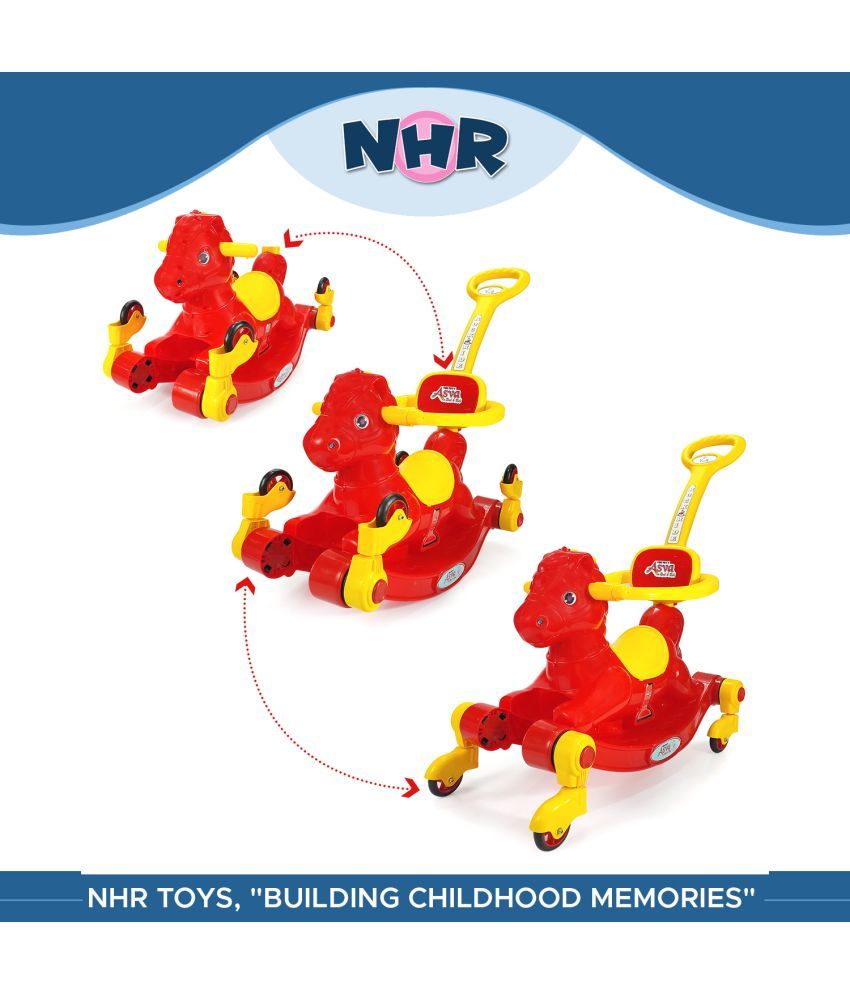     			NHR 3in1 Rideon Horse for Kids 1+ Years, Non Battery Operated Horse Rider Ride on & Wagons Ride On (Red)