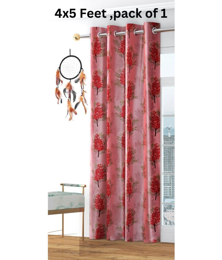     			SWIZIER Floral Printed Room Darkening Eyelet Curtain 5 ft ( Pack of 1 ) - Maroon