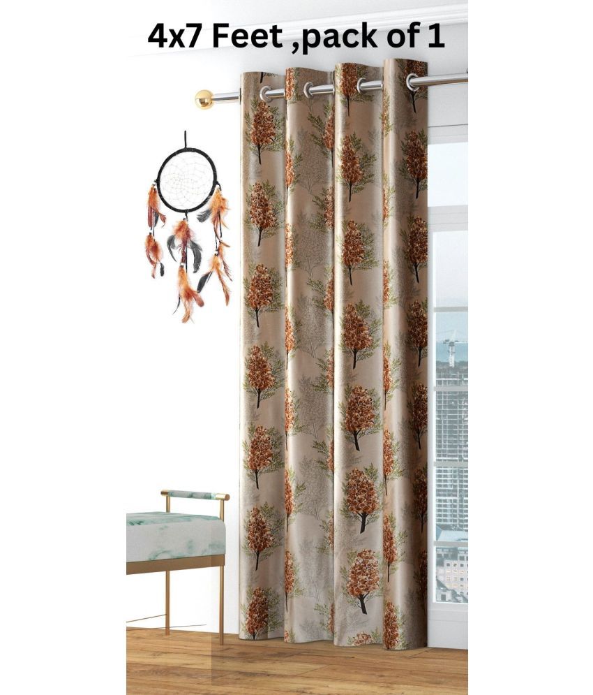     			SWIZIER Floral Room Darkening Eyelet Curtain 7 ft ( Pack of 1 ) - Brown