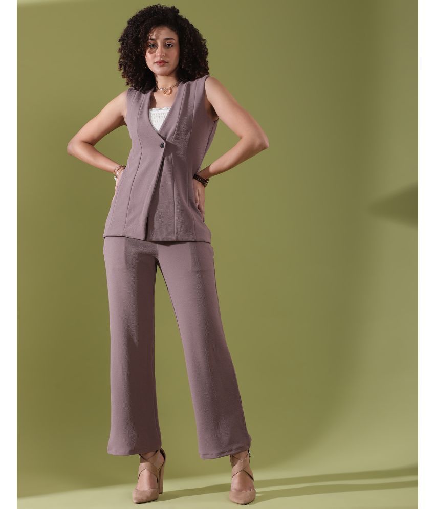     			Selvia Mauve Solid Pant Top Set