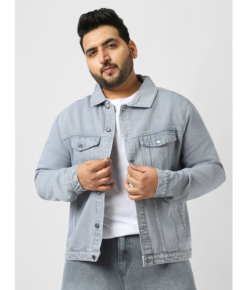     			Urbano Plus Denim Men's Denim Jacket - Light Grey ( Pack of 1 )