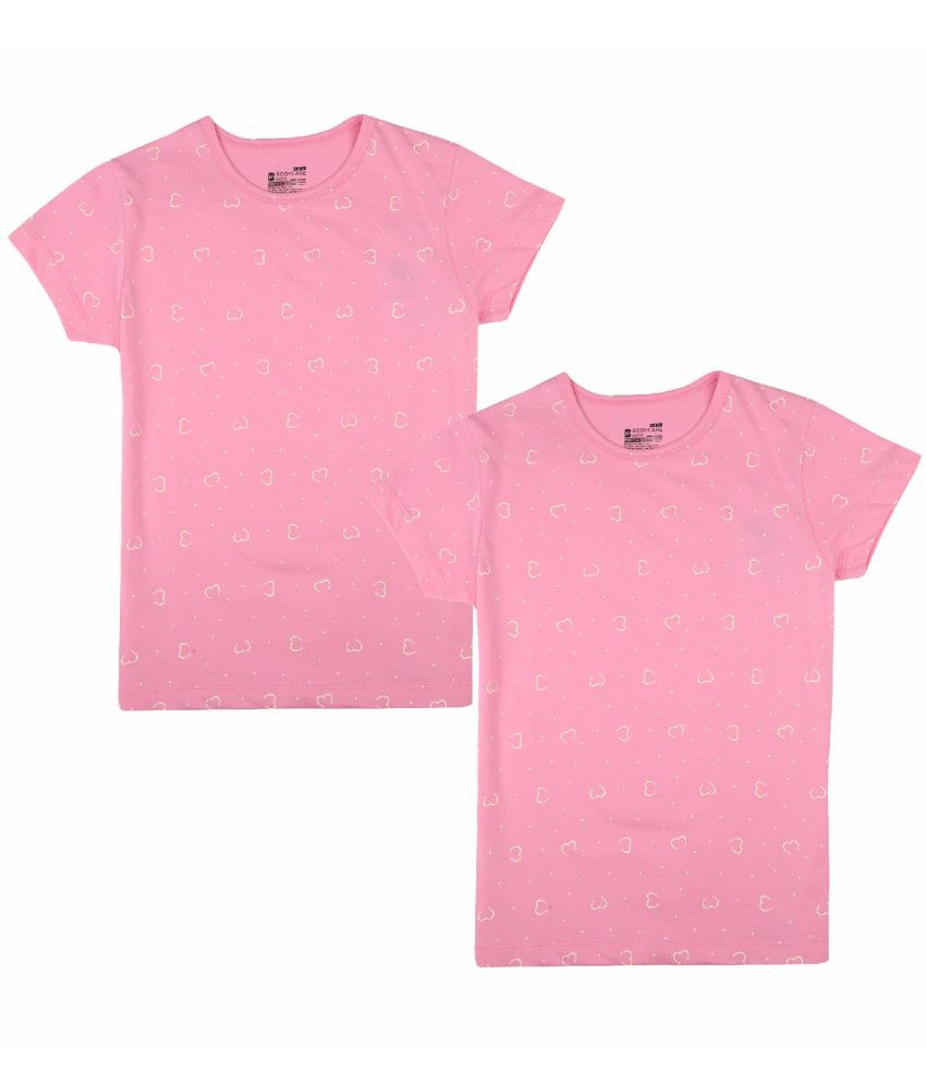     			Bodycare Pink Cotton Blend Girls T-Shirt ( Pack of 2 )