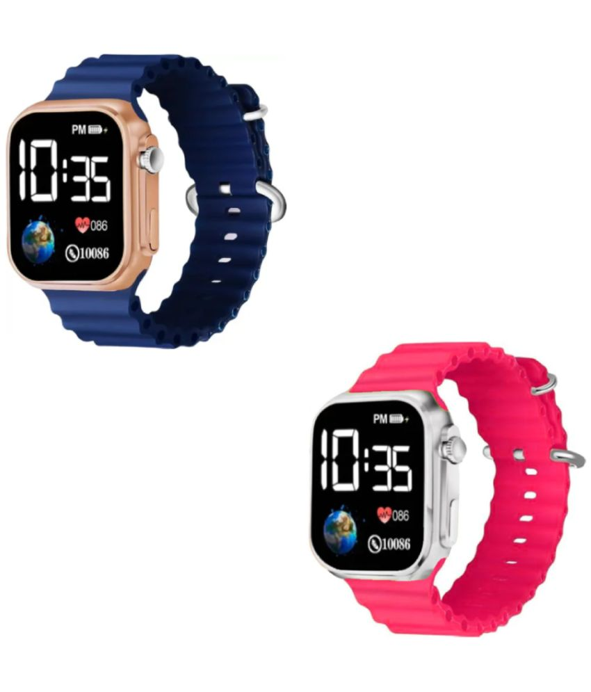     			DECLASSE Blue Rubber Digital Womens Watch