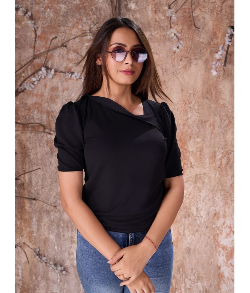     			Fashionfricks Black Polyester Women's Crop Top ( Pack of 1 )