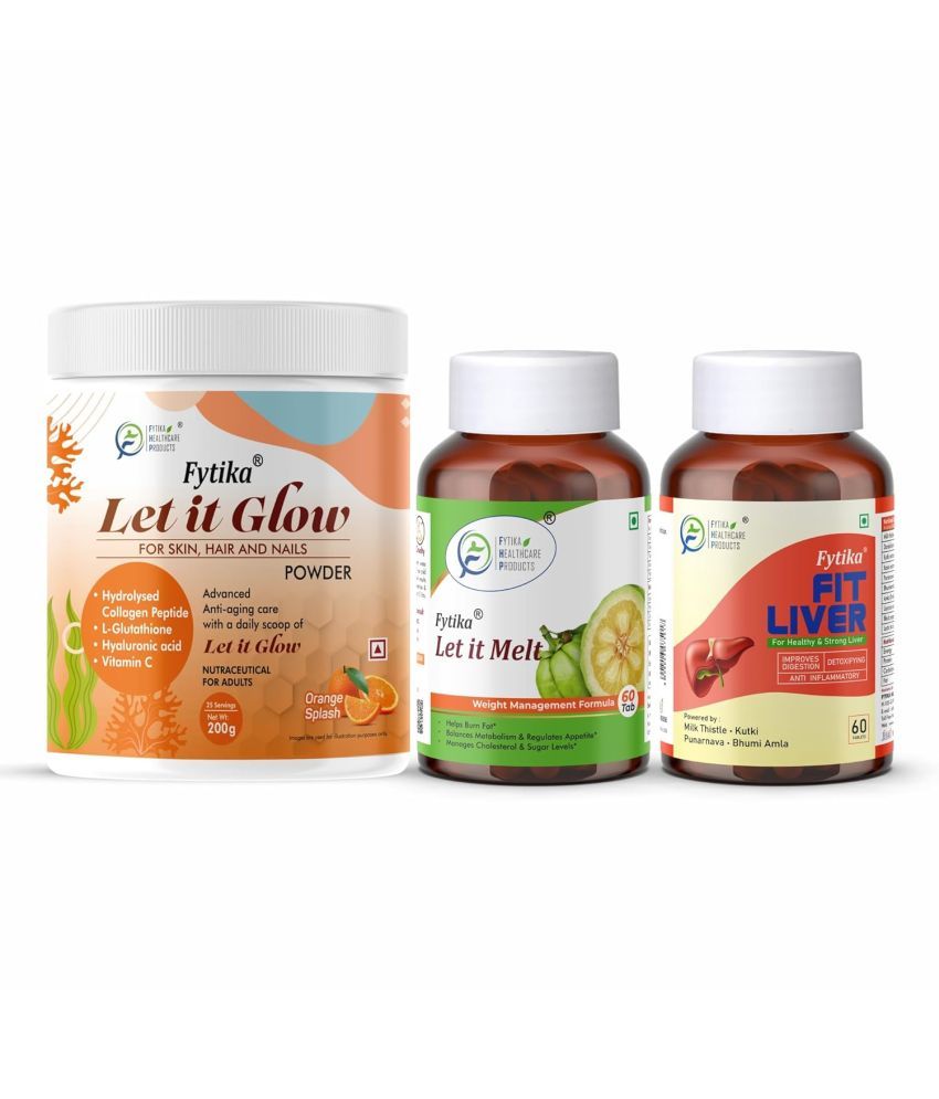     			Fytika Let it Glow Orange Splash, Collagen Powder-200G + Fytika Let it melt with Garcinia Cambogia, Green coffee-60 Tabs + Fytika Fit Liver (Liver Detox Supplement)-60 Tabs