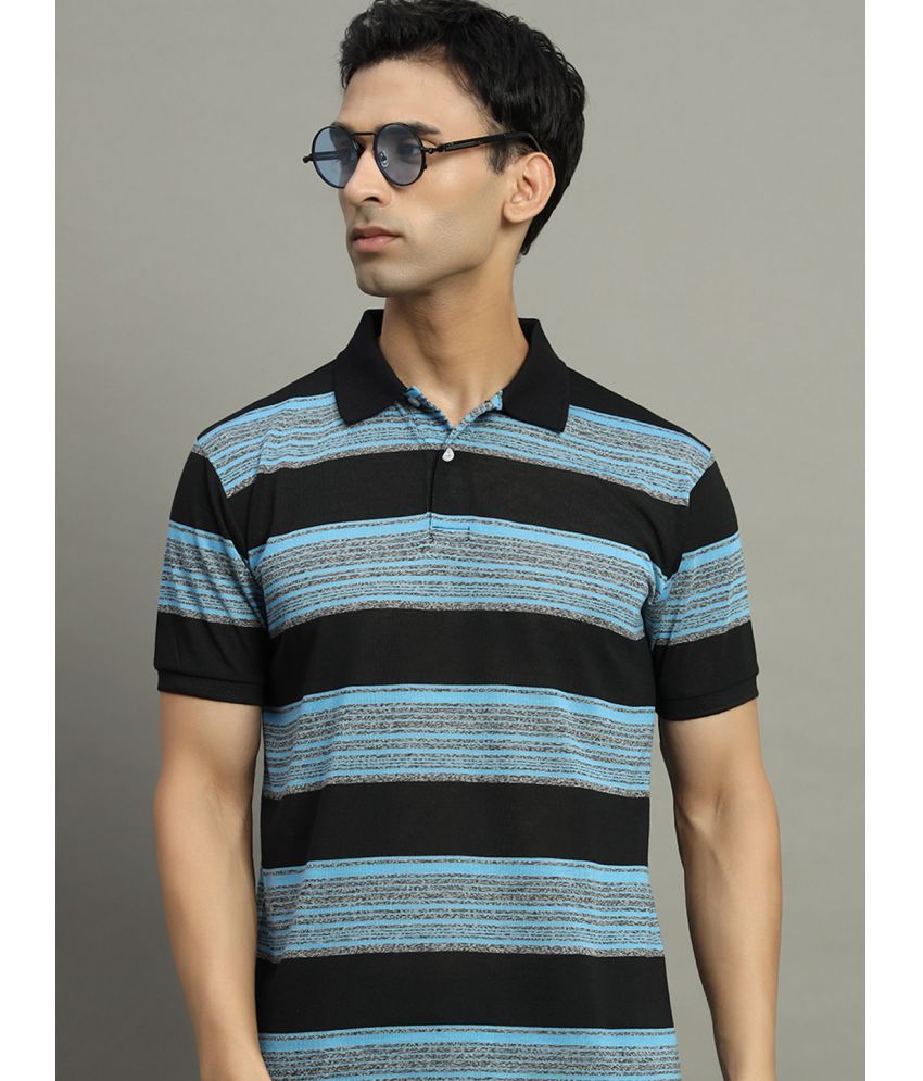     			GET GOLF Cotton Blend Regular Fit Striped Half Sleeves Men's Polo T Shirt - Black ( Pack of 1 )