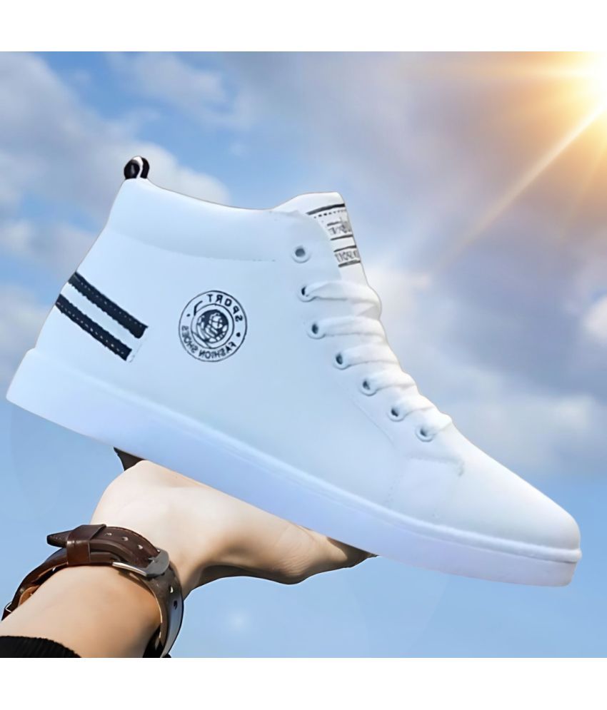     			Jootiyapa White Men's High Tops Shoes