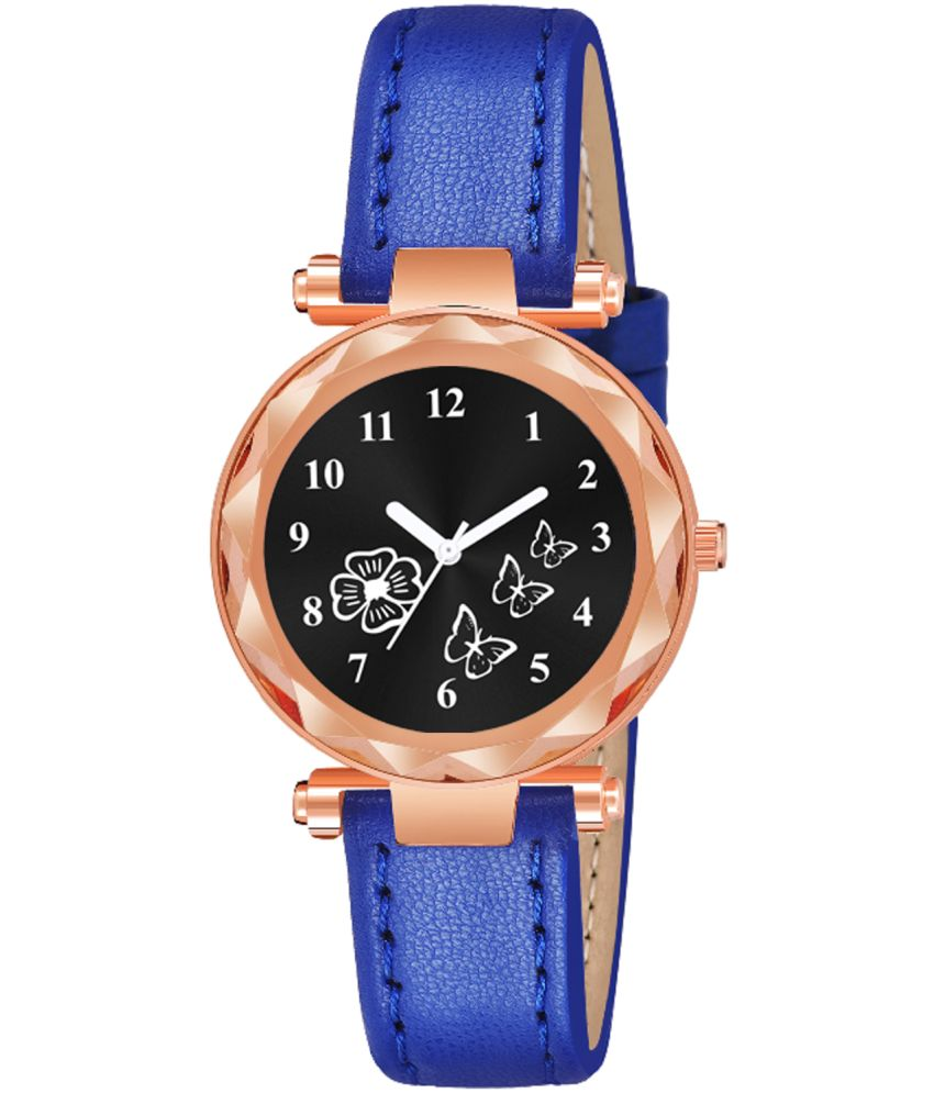     			KIARVI GALLERY Blue Leather Analog Womens Watch