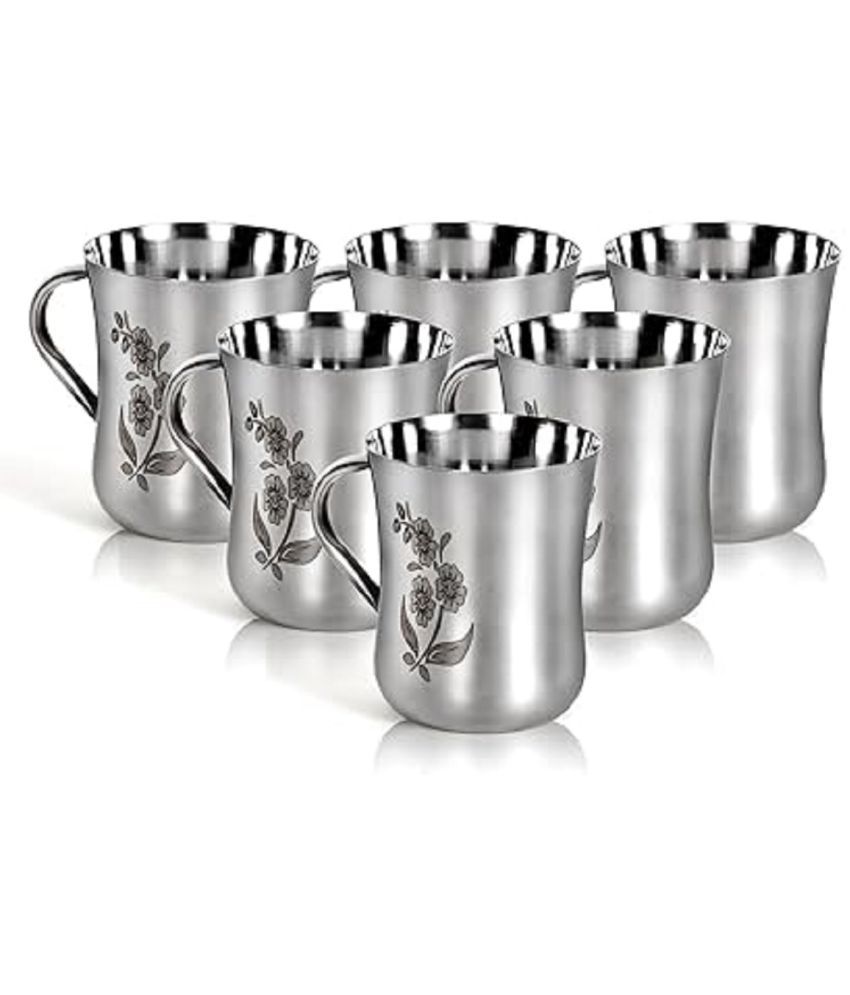     			LEROYAL Designer Tea/Coffee Printed Stainless Steel Tea Cup 150 ml ( Pack of 6 )