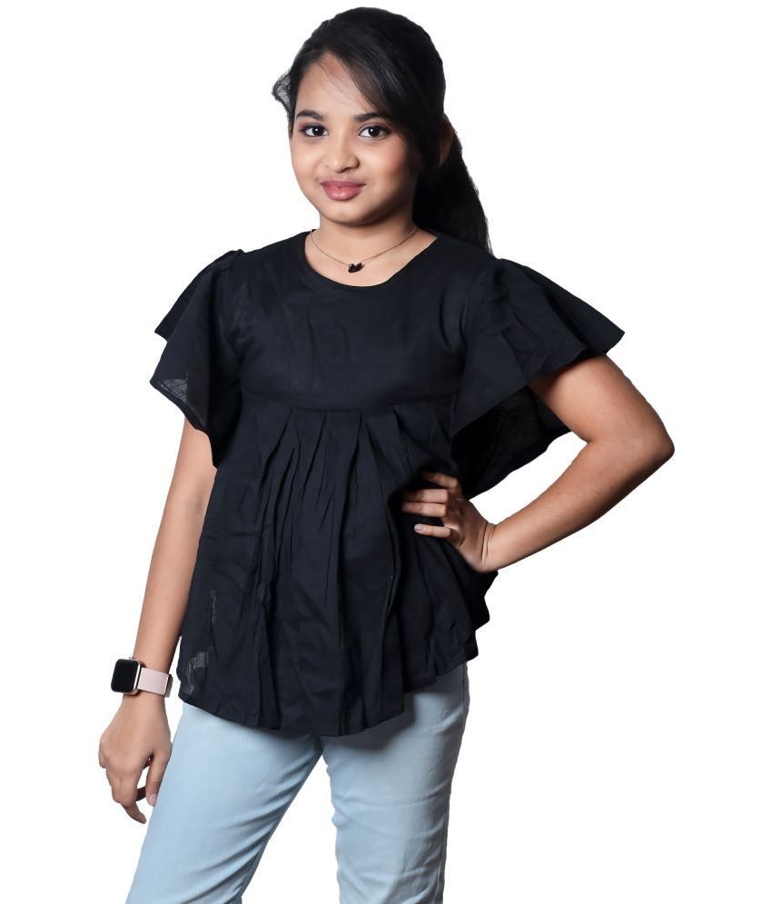     			Radprix Black Cotton Girls Top ( Pack of 1 )