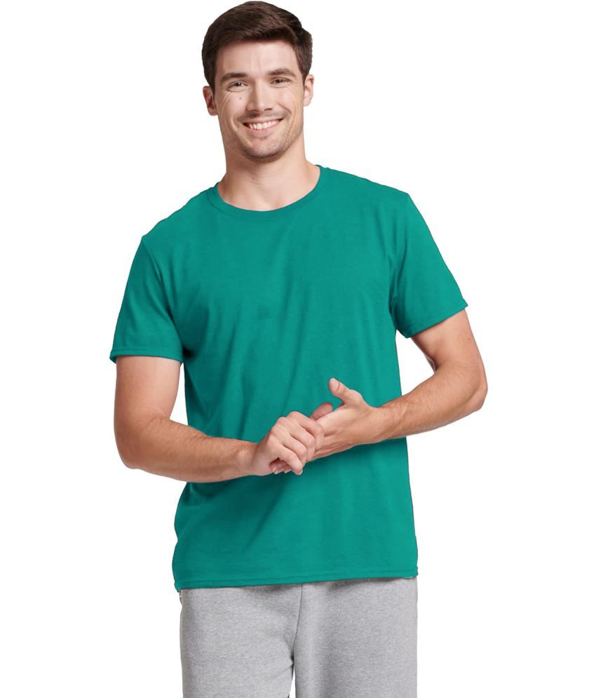     			Stylcozy Cotton Regular Fit Solid Half Sleeves Men's T-Shirt - Teal Blue ( Pack of 1 )