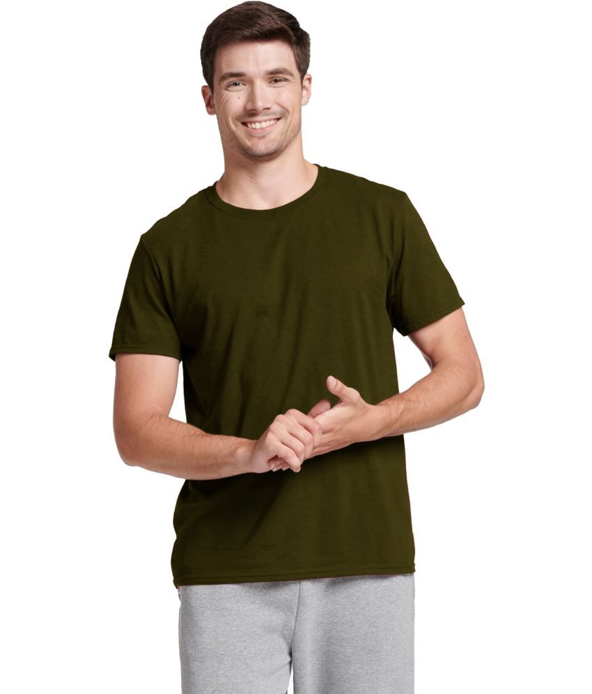     			Stylcozy Cotton Regular Fit Solid Half Sleeves Men's T-Shirt - Olive ( Pack of 1 )